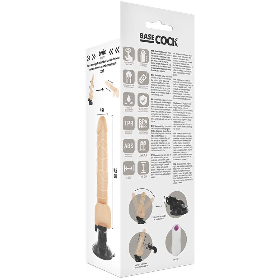 BASECOCK - VIBRADOR REALISTA CONTROLE REMOTO COM TESTÍCULOS 19,5CM - Image 4