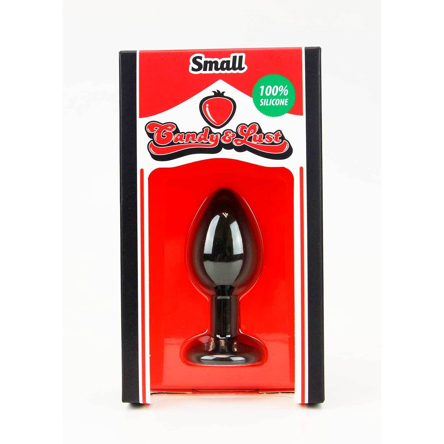 PLUG ANAL DE SILICONE PEQUENO COM JOIA PRETO CANDY LUST - Image 3