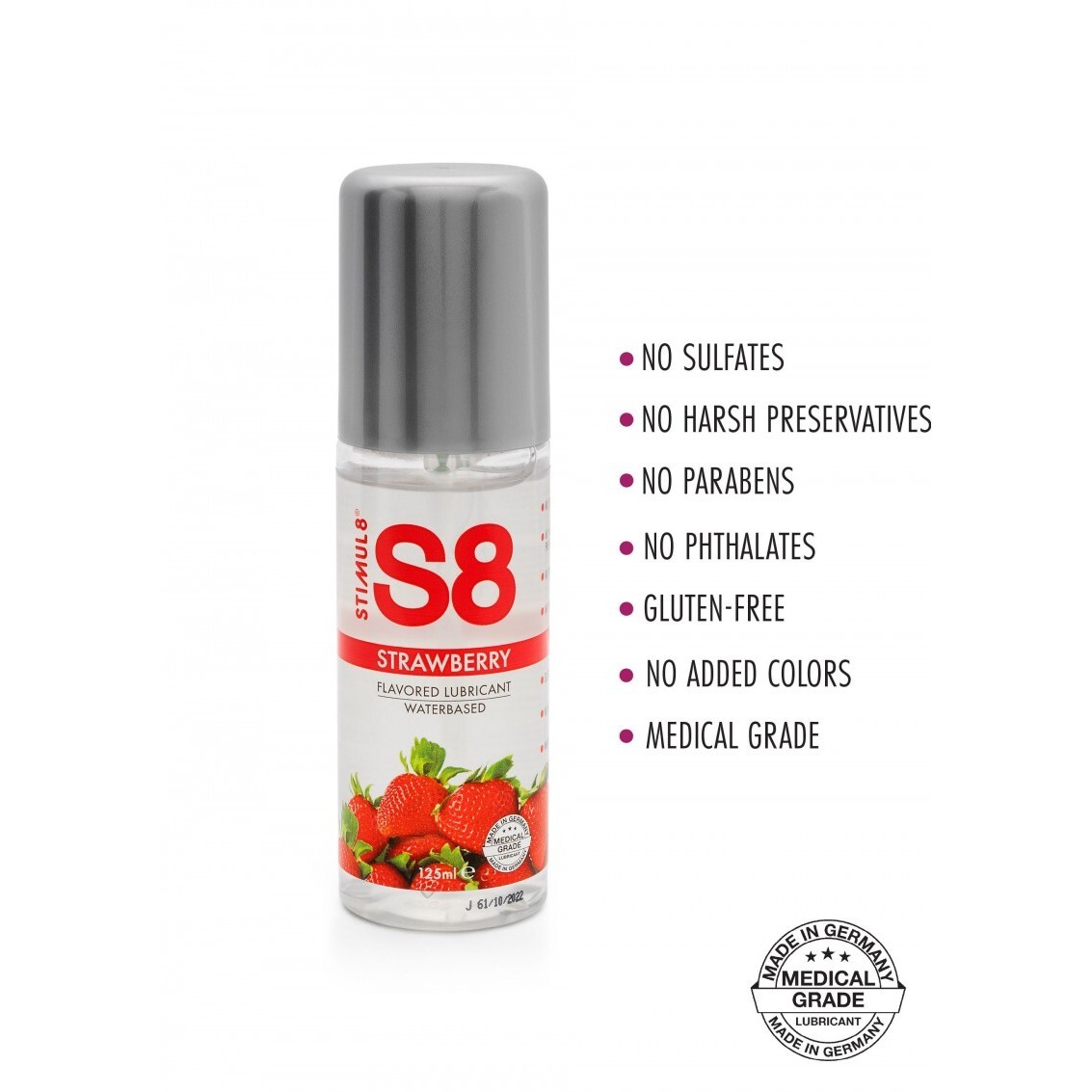 LUBRIFICANTE À BASE DE ÁGUA COM SABOR A MORANGO S8 STIMUL8 125ML