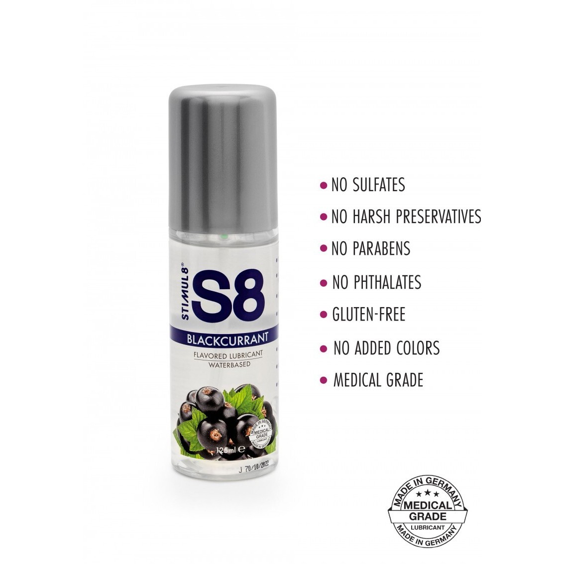 LUBRIFICANTE À BASE DE ÁGUA COM SABOR A GROSELHA NEGRA S8 STIMUL8 125ML - Image 2