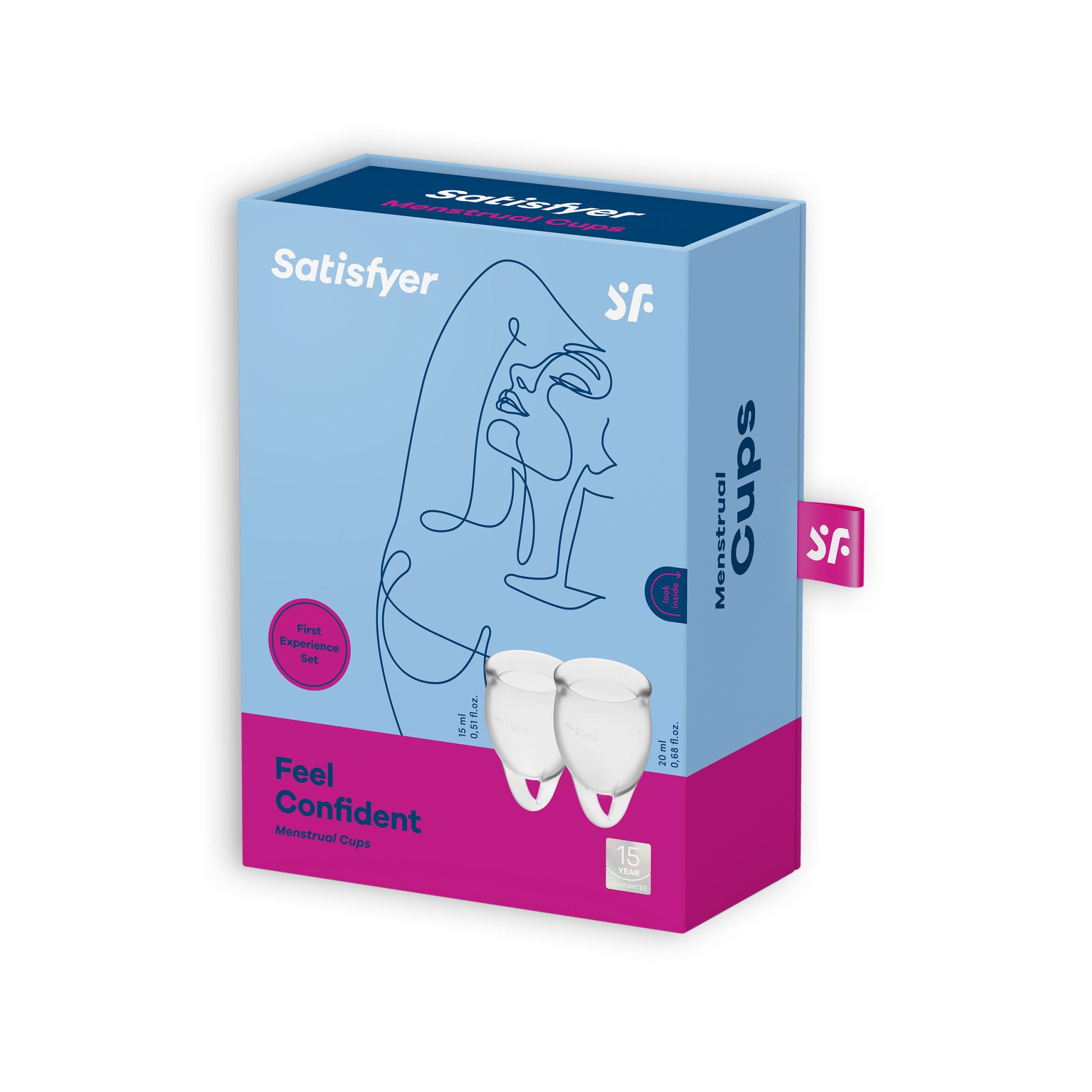CONJUNTO DE 2 COPOS MENSTRUAIS FEEL CONFIDENT SATISFYER TRANSPARENTE - Image 3