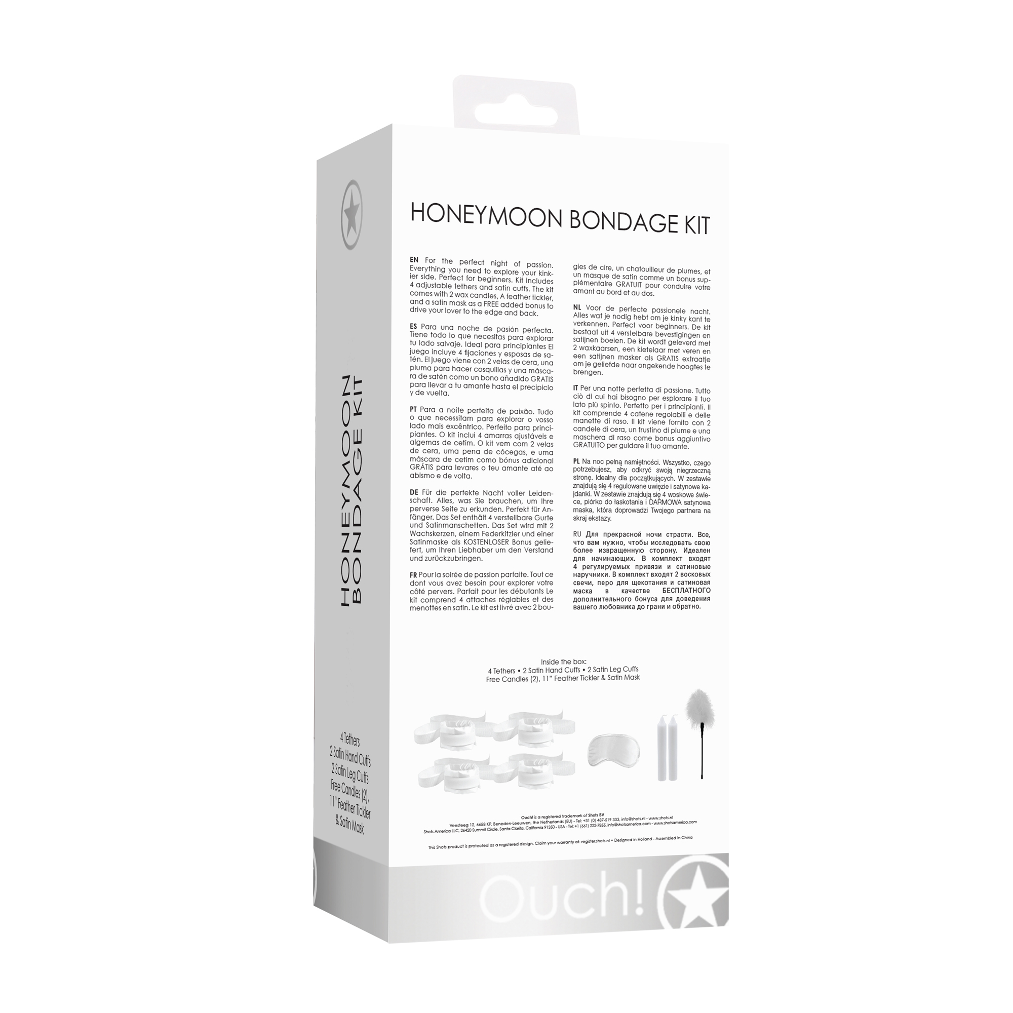 KIT DE RESTRIÇÃO HONEYMOON BONDAGE KIT OUCH! BRANCO - Image 3