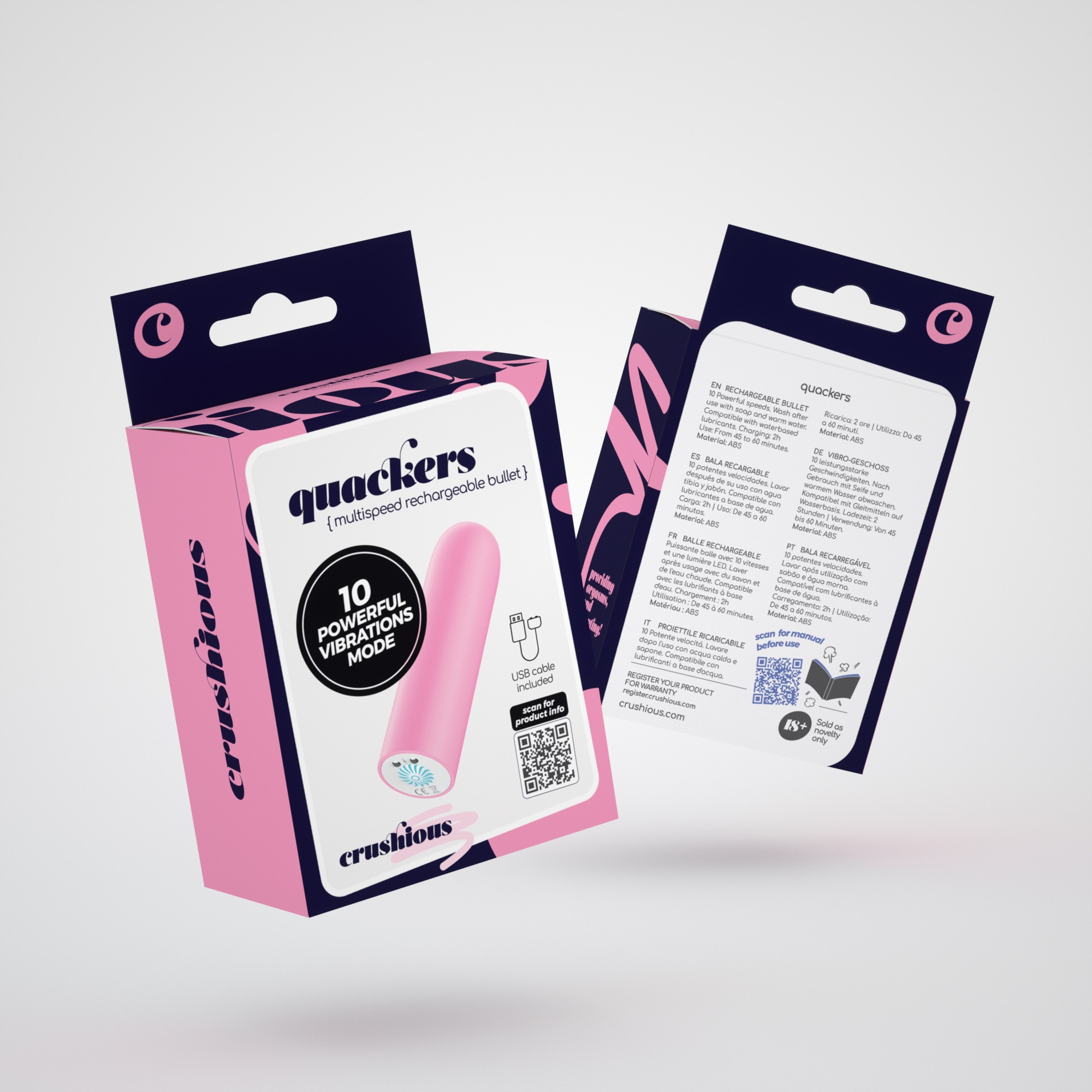 QUACKERS BALA VIBRATÓRIA RECARREGÁVEL POR USB ROSA CRUSHIOUS - Image 8