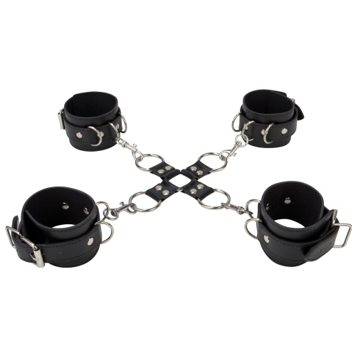 ALGEMAS PARA OS PULSOS E TORNOZELOS OUCH! LEATHER HAND AND LEG CUFFS PRETAS - Image 2