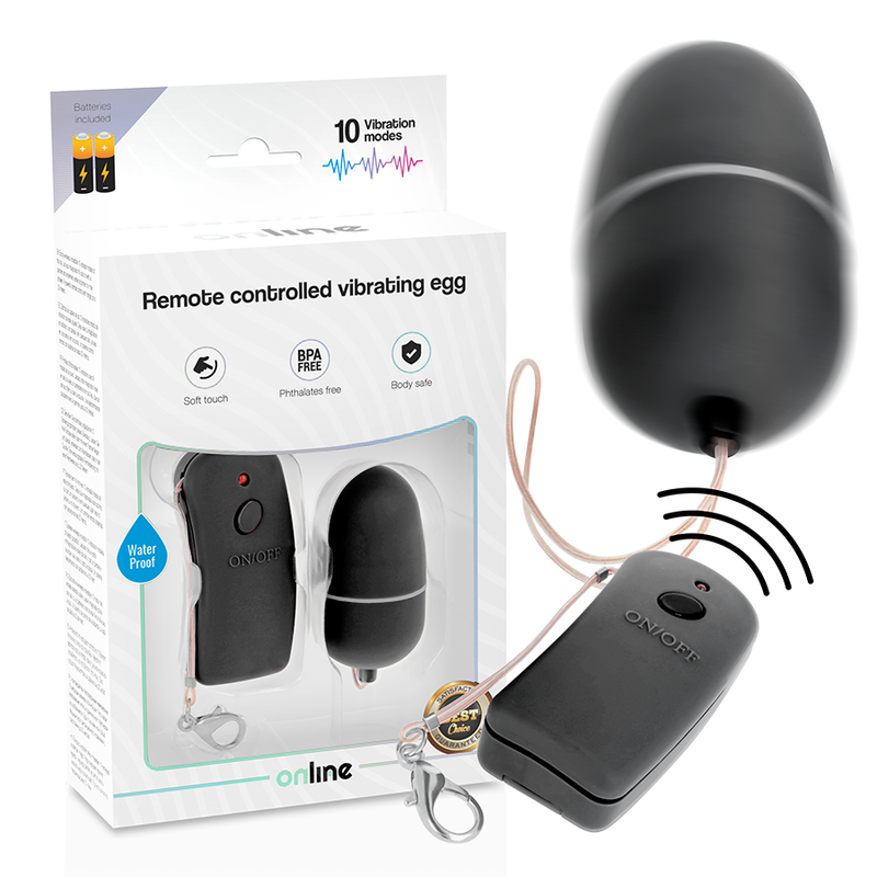 ONLINE- OVO VIBRANTE COM CONTROLE REMOTO PRETO