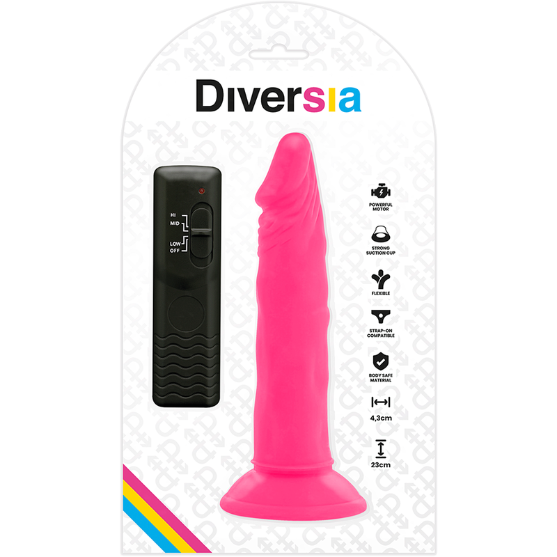 DIVERSIA - DILDO FLEXÍVE COM VIBRAÇÃO 23 CM - ROSA - Image 6