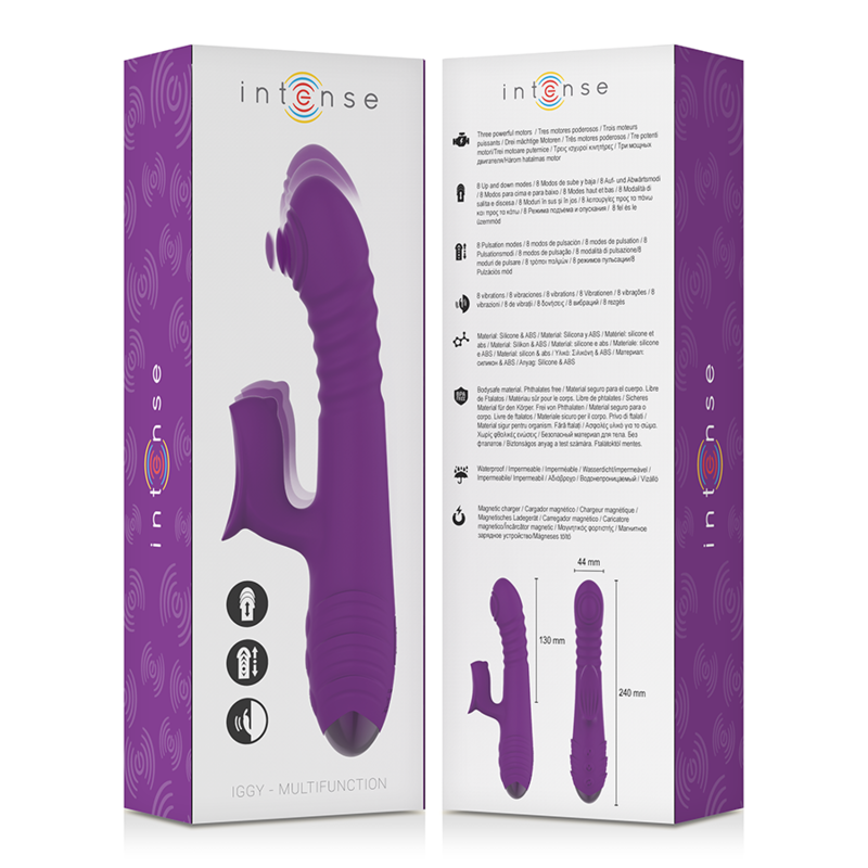 INTENSO - VIBRADOR RECARREGÁVEL MULTIFUNÇÃO IGGY PARA CIMA E PARA BAIXO COM ESTIMULADOR CLITÓRICO ROXO - Image 5