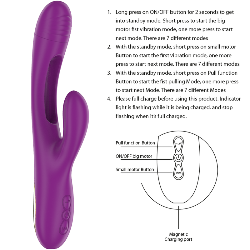 INTENSE - APOLO VIBRADOR MULTIFUNÇÃO RECARREGÁVEL 7 VIBRAÇÕES COM LÍNGUA OSCILANTE ROXA - Image 5