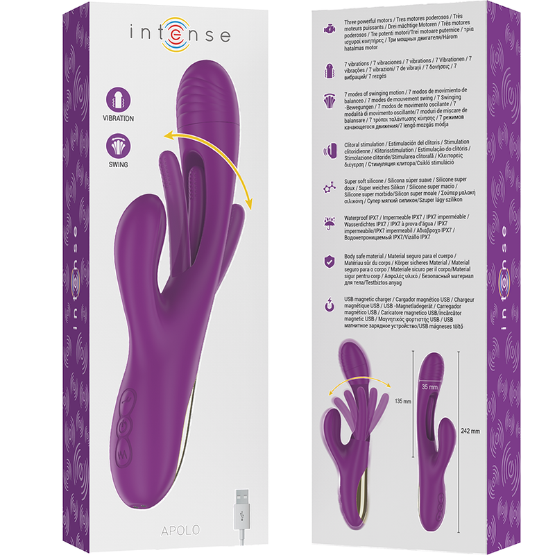 INTENSE - APOLO VIBRADOR MULTIFUNÇÃO RECARREGÁVEL 7 VIBRAÇÕES COM LÍNGUA OSCILANTE ROXA - Image 7