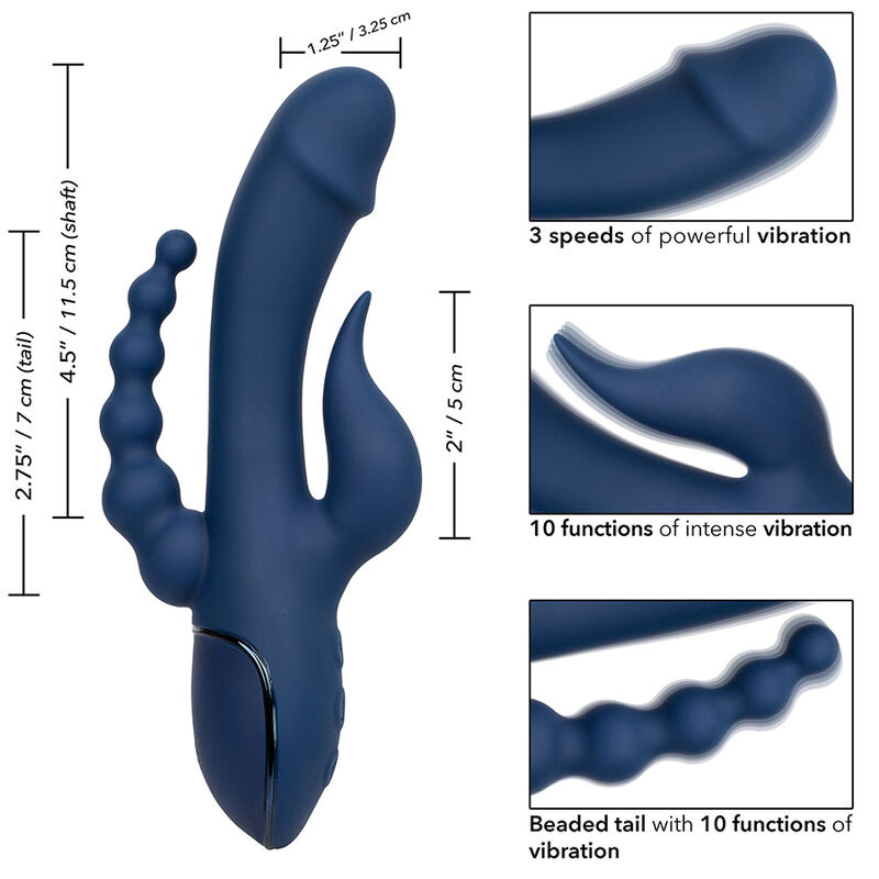 CALEXOTICS - VIBRADOR TRIPLO ORGASM AZUL - Image 9