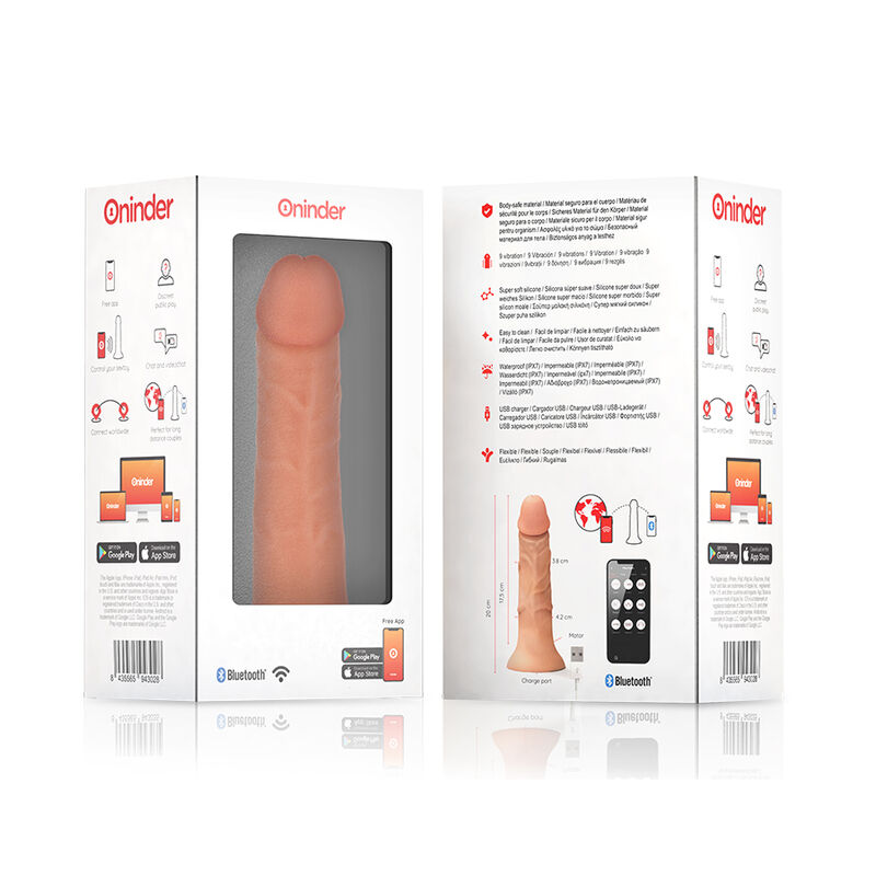 ONINDER - DILDO VIBRADOR BOGOTÁ MÉDIO 9 VELOCIDADES NATURAL 22 CM -O- 4,5 CM - APLICATIVO GRATUITO - Image 7