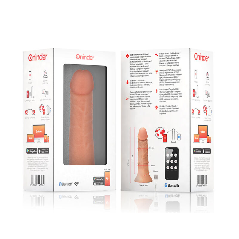 ONINDER - VIBRADOR PEQUENO BOGOTÁ DILDO 9 VELOCIDADES NATURAL 22 CM -O- 4,5 CM - APLICATIVO GRATUITO - Image 7