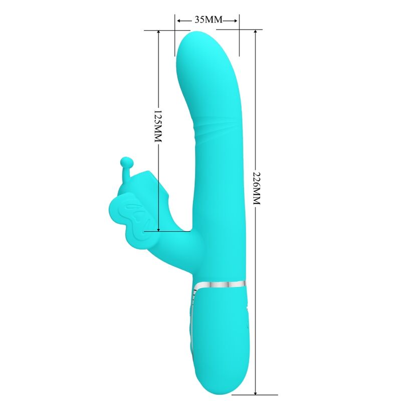 PRETTY LOVE - VIBRADOR COELHO MULTIFUNÇÕES 4 EM 1 BUTTERFLY AQUA VERDE - Image 7