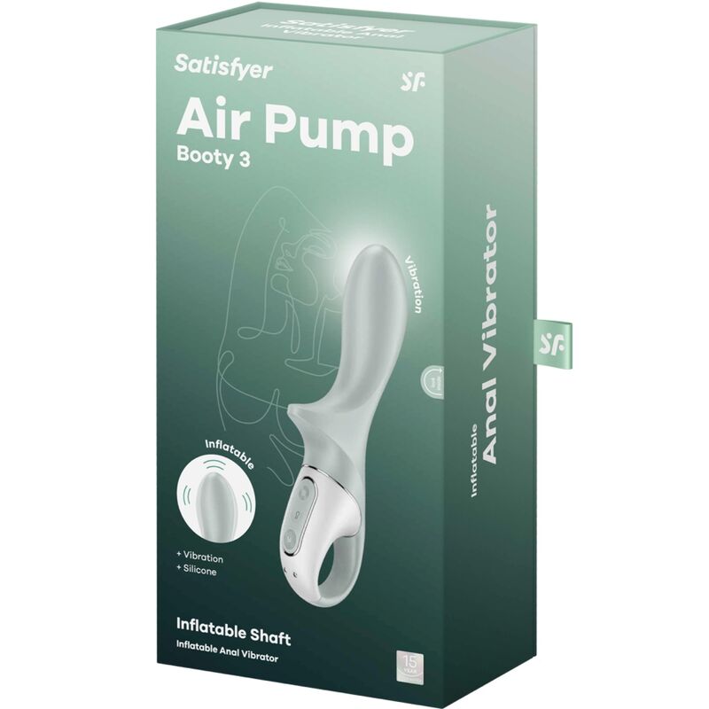 SATISFYER - AIR PUMP BOOTY 3 VIBRADOR ANAL INFLÃVEL GREYGREEN - Image 6