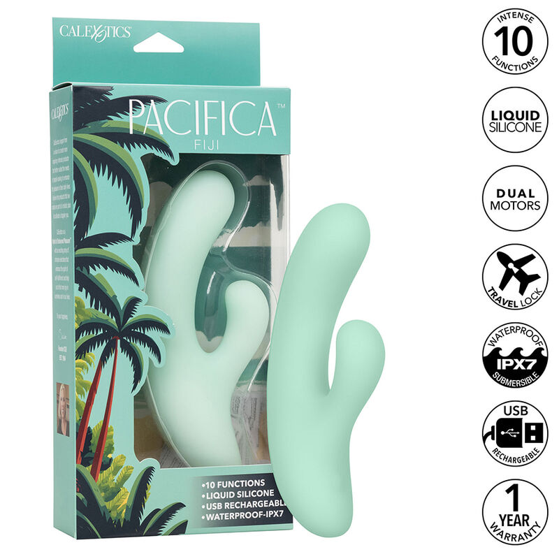 CALEXOTICS - PACIFICA FIJI VIBRADOR E ESTIMULADOR PONTO G 10 VIBRAÃÃES AQUA - Image 2
