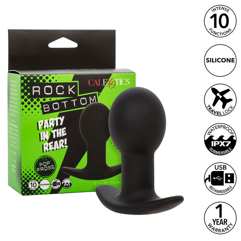 CALEXOTICS - ROCK BOTTOM PLUG ANAL 10 VIBRAÃÃES SILICONE PRETO