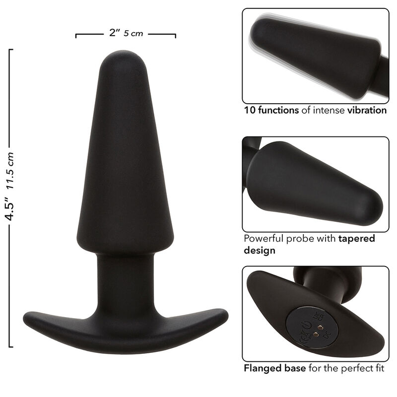 CALEXOTICS - ROCK BOTTOM PLUG ANAL CÃNICO 10 VIBRAÃÃES SILICONE PRETO - Image 7