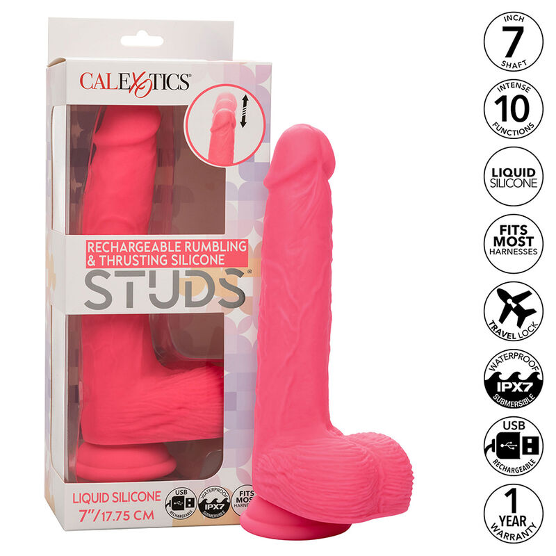 CALEXOTICS - STUDS VIBRADOR REALISTA 10 VIBRAÃÃES ROSA