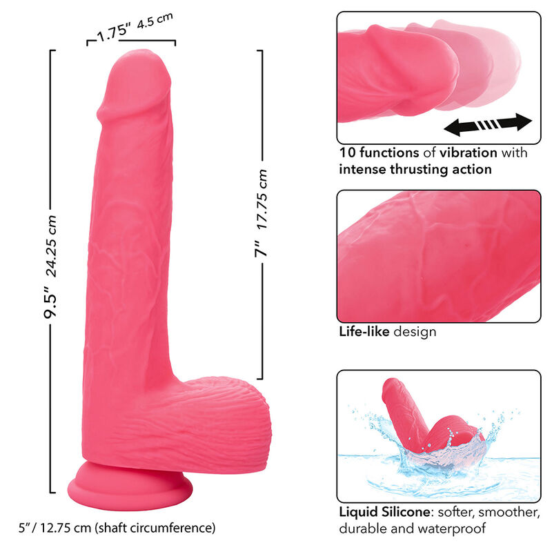 CALEXOTICS - STUDS VIBRADOR REALISTA 10 VIBRAÃÃES ROSA - Image 8