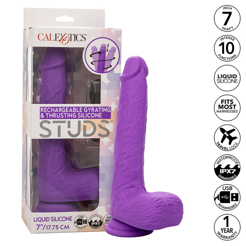 CALEXOTICS - STUDS VIBRADOR ROTATIVO E RECARREGÃVEL 10 VIBRAÃÃES ROXO