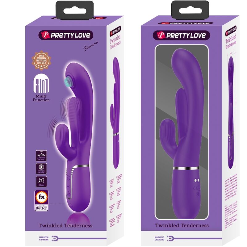 PRETTY LOVE - SHANIA TRIPLE RABBIT VIBRADOR MULTIFUNCIONAL ROXO - Image 11