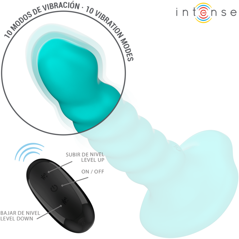 INTENSE - BUFFY VIBRADOR TAMANHO S DESIGN ESPIRAL 10 VIBRAÃÃES CONTROLE REMOTO AZUL - Image 3