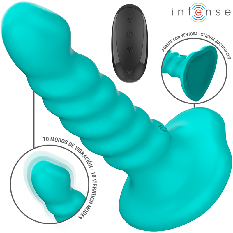 INTENSE - BUFFY VIBRADOR TAMANHO S DESIGN ESPIRAL 10 VIBRAÃÃES CONTROLE REMOTO AZUL