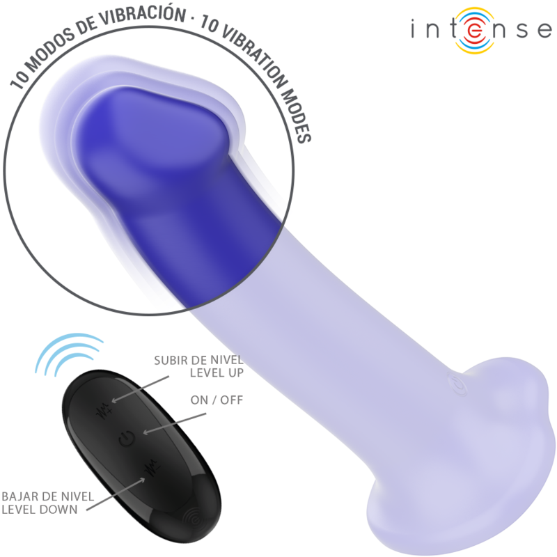 INTENSE - VICTORIA VIBRADOR COM VENTOSA 10 VIBRAÃÃES AZUL ESCURO CONTROLE REMOTO - Image 2