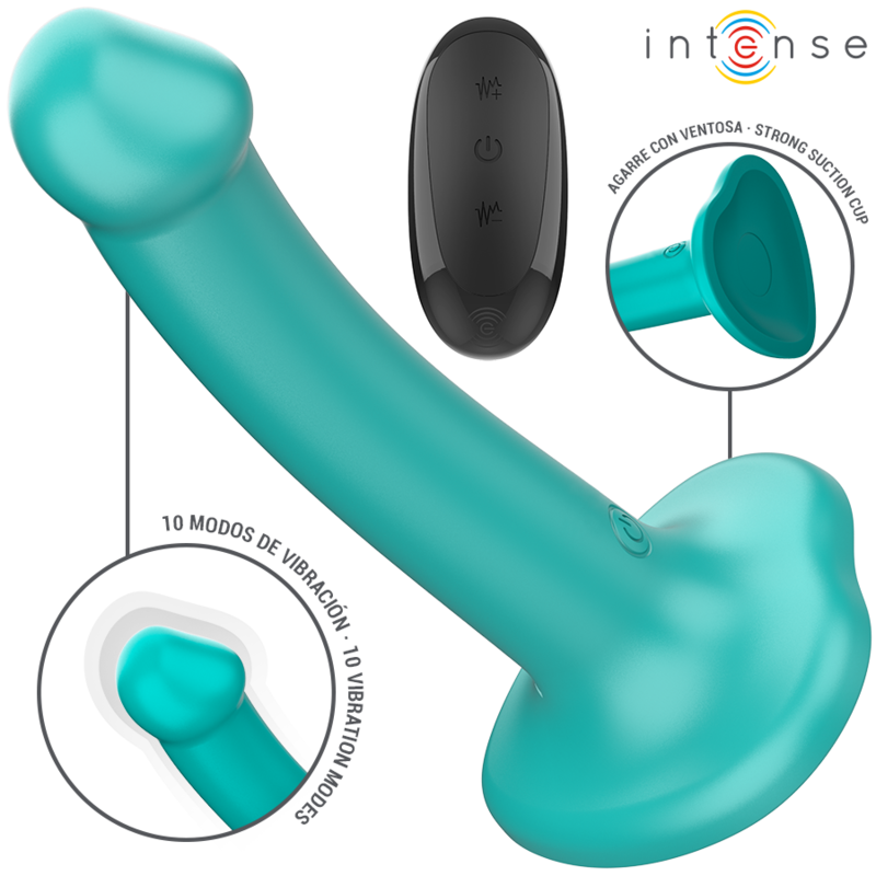 INTENSE - KATIE VIBRADOR COM VENTOSA 10 VIBRAÃÃES AZUL CONTROLE REMOTO