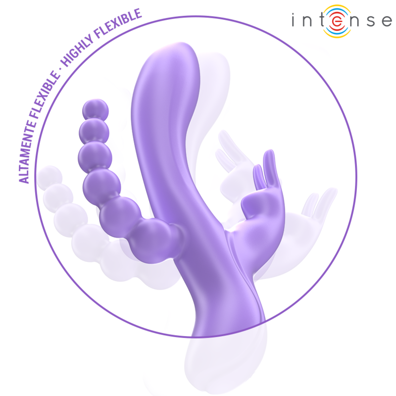 INTENSE - MIKO TRIPLO VIBRADOR COELHO & ESTIMULADOR & ANAL 7 VIBRAÃÃES ROXO - Image 3