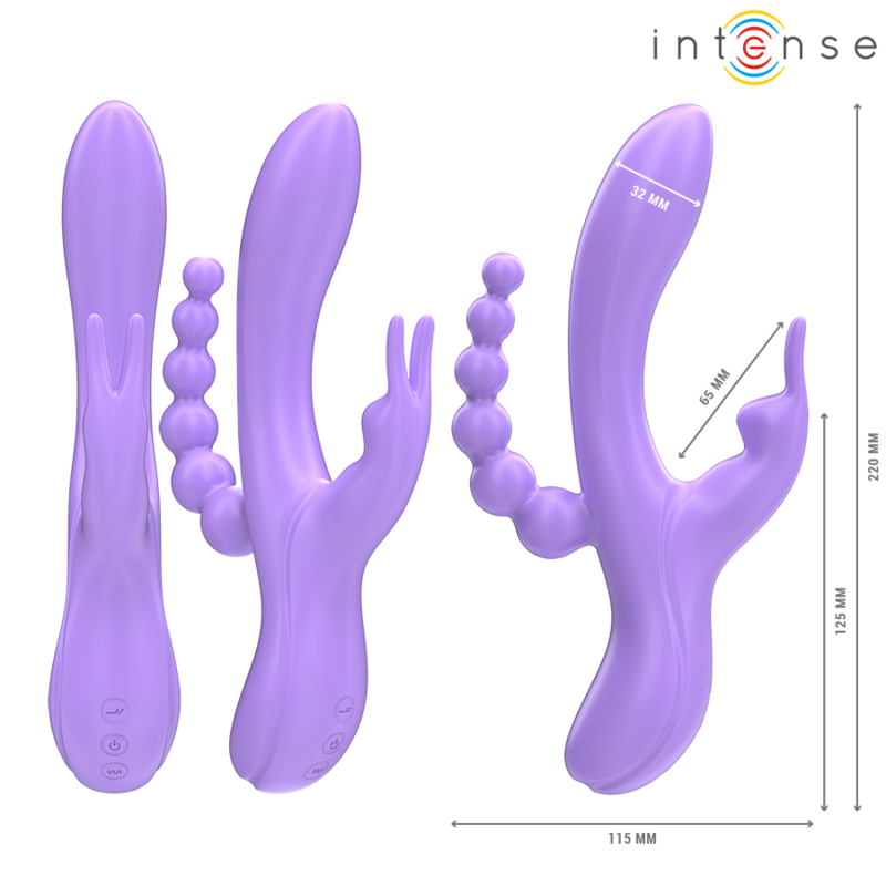 INTENSE - MIKO TRIPLO VIBRADOR COELHO & ESTIMULADOR & ANAL 7 VIBRAÃÃES ROXO - Image 2