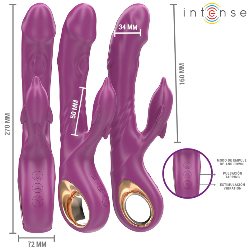 INTENSE - HALLE VIBRADOR MULTIFUNCIONAL COM LÃNGUA ESTIMULANTE DE GOLFINHOS ROXO - Image 2