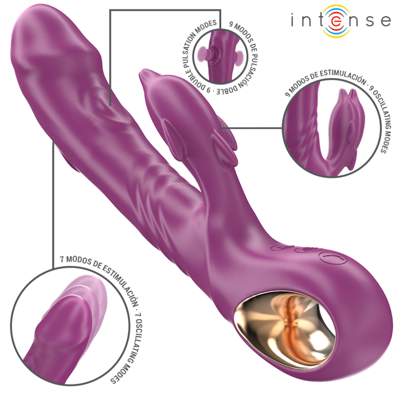 INTENSE - HALLE VIBRADOR MULTIFUNCIONAL COM LÃNGUA ESTIMULANTE DE GOLFINHOS ROXO