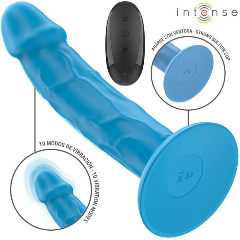 INTENSE - PHOEBE VIBRADOR REALISTA 10 VIBRAÃÃES AZUL CONTROLE REMOTO