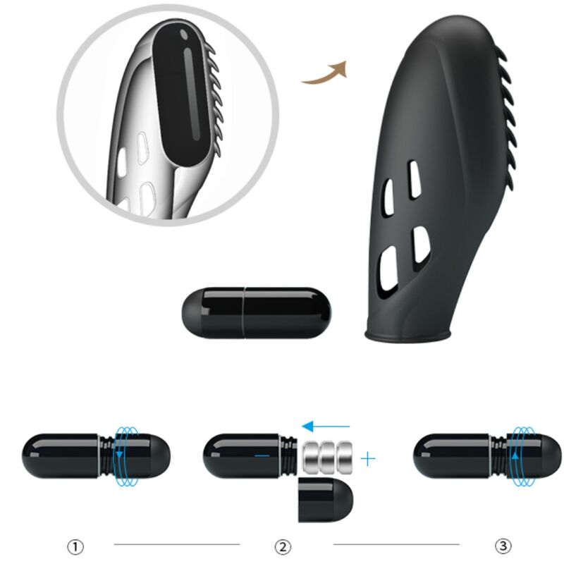 PRETTY LOVE - VIBRADOR DE DEDO DE SILICONE GILO PRETO - Image 7