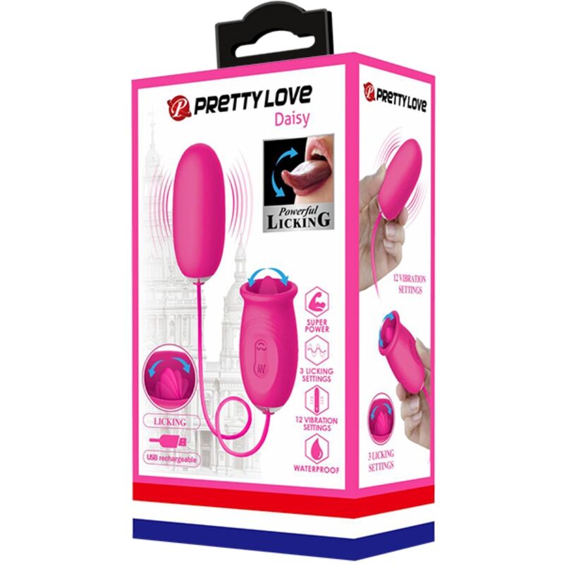 PRETTY LOVE - OVO VIBRADOR DAISY + LÃNGUA ESTIMULANTE DE CLITÃRIS ROSA - Image 8