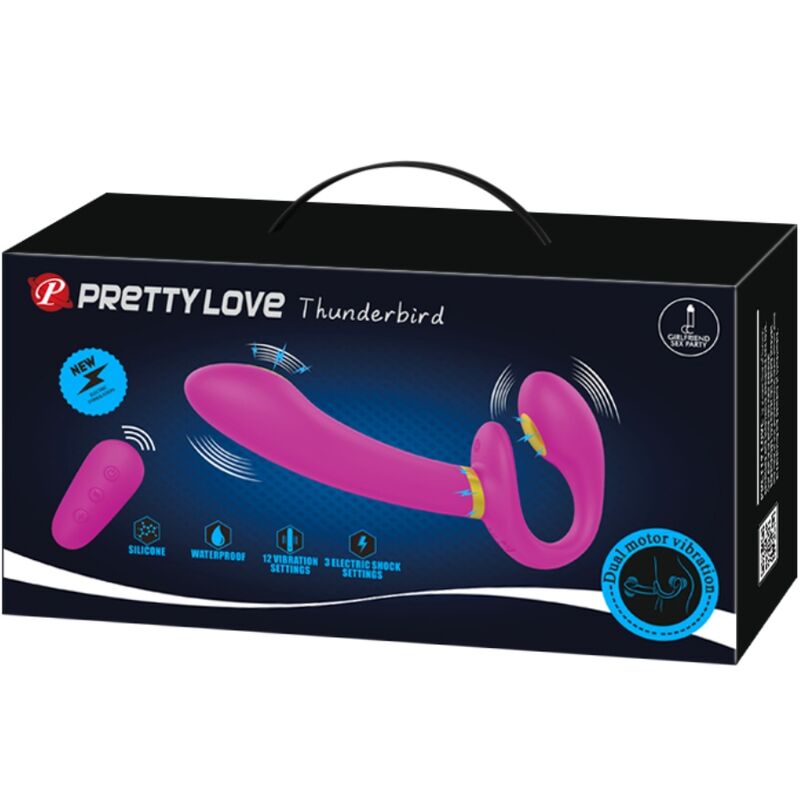 PRETTY LOVE - THUNDERBIRD VIBRADOR DUPLO STRAP-ON CONTROLE REMOTO ROXO - Image 7