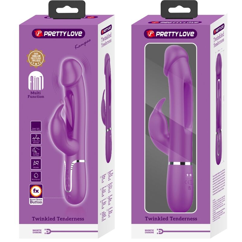 PRETTY LOVE - KAMPAS 3 EM 1 MULTIFUNCIONAL COELHO VIBRADOR ROXO - Image 8