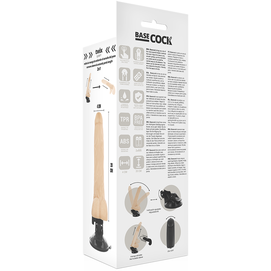 BASECOCK - VIBRADOR DE CONTROLE REMOTO REALISTA COM TESTÍCULOS 20 CM - Image 4